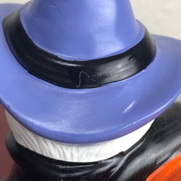 Vintage Hand Painted Halloween White Cat & Pumpkin Figure Decor - Picture 8 of 13